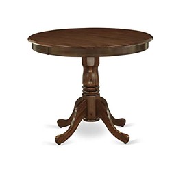 East West Furniture ANT-AWA-TP Antique Dining Table Made of Rubber Wood, 36 Inch Round, Walnut Finish