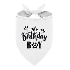 Birthday Boy Dog Bandana, White Dog Bandana, Funny Cute Dog Bandana, Pet Dog Triangle Scarf, Pet Dog Scarf Accessories, Gift for Dog Lover, Dog Bandana for Small Medium Large Dogs (D30)