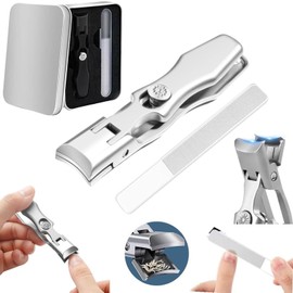 German Nail Clippers, Portable Ultra Sharp Stainless Nail Clippers with File, Large Wide Jaw Opening Nail Clippers with Catcher, No Splash Toe Nail Clipper for Men Women Christmas Day (Silver)