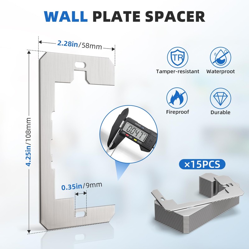 WooFog 15 Pcs Outlet Spacers for Electrical Box, Wall Plate