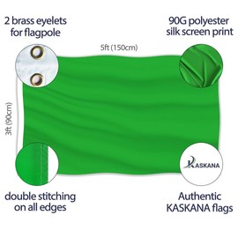 Solid Green Flag – Plain Green Flag - Double-sided Print – 90G polyester - Double Seam - 2 brass eyelets, large 5ft x 3ft