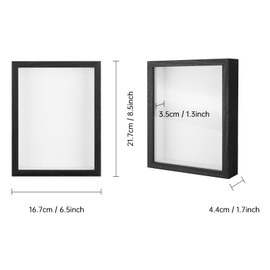 3D Picture Frame, 15 x 20 cm, Deep Wooden Object Frame for 3D Filling, Picture Frame, Deep Box with Acrylic Panel for Wall Hanging or Desktop, Family Memory Gifts (Black Wood Grain)