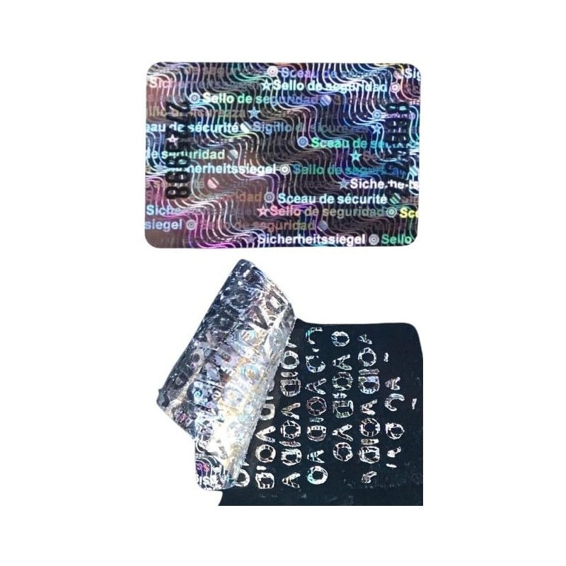 Multilingual Silver Hologram Security Labels Stickers X 150 with Void