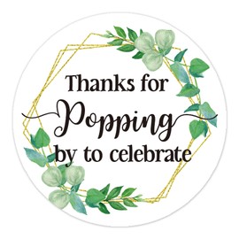50 PCS Thanks for Popping by to Celebrate Favor Stickers - Thank You Sticker Labels for Weddings, Baby Showers, and Birthday Party Supplies.