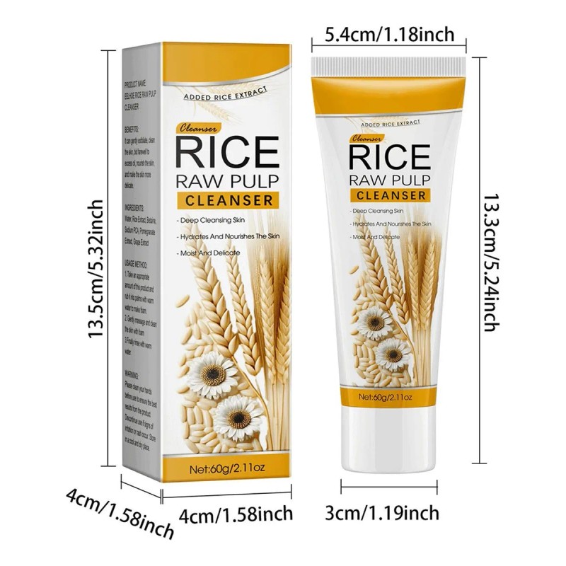 Limpiador Facial Con Puré De Arroz, Limpia, Hidrata Y Humect