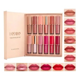12 Colores Labiales Mate Larga Duracion Pintalabio Regalo                                                                                             