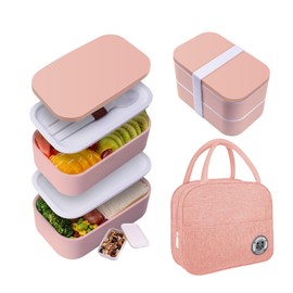 Uybieef Bento Box Adult Lunch Box with lunch bag,Japanese Lunch Box Containers for Adult,Bento lunch Box with Leakproof 54OZ Red