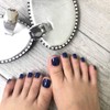 Sakytal Glossy Fake Toenails Blue Solid Color Full Cover False
