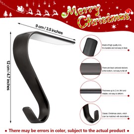 Christmas Stocking Holders for Mantel, Stocking Hangers Set Mantle Hooks Fireplace Socks Hanging Hooks Heavy Duty Home Decoration (Black,6 Pieces)