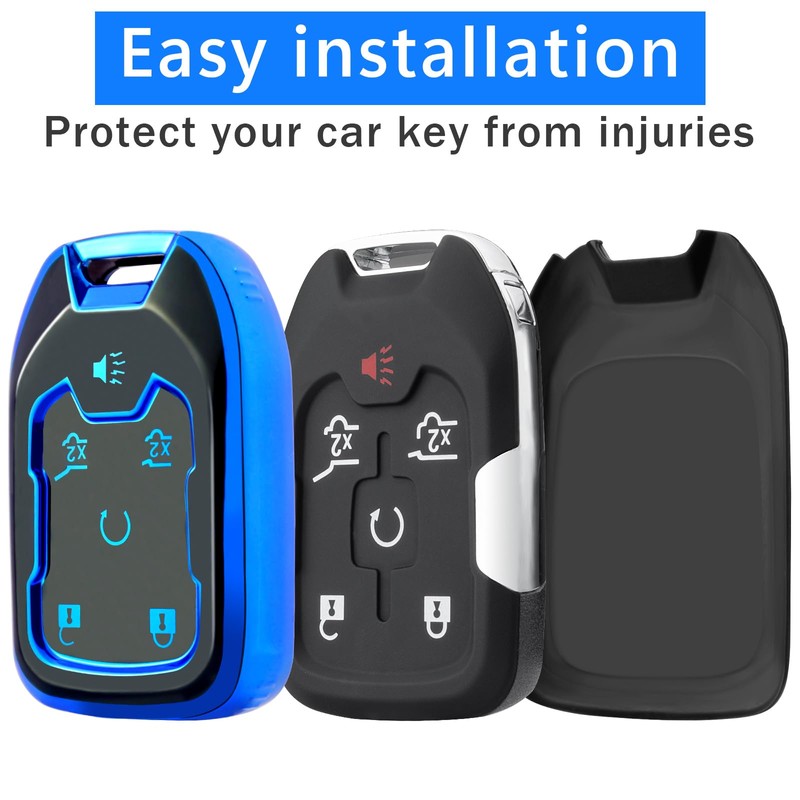 for GMC Key Fob Cover with Keychain, Key Case Shell