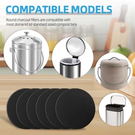 6 Pack Compost Filters for Countertop Bin, 6.7 Inch Charcoal Filters for Compost Bucket Bin, Home Kitchen Compost Bin Pail Filter Relpacement Refill Set