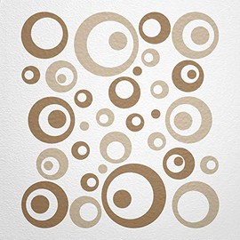 WANDfee® Wall Tattoo, Circles, Dots, 50 Stickers, Colour Choice For Children's Bedroom, Living Room, Hallway, Bathroom, Kitchen, Tile Stickers, beige