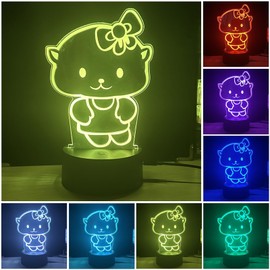TDYIFFLA Cute 3D LED Night Light,7 Color Changing 3D Optical Illusion Lamp,Children's Room Decor Bedside Lamp,Birthday Gifts Holiday Christmas Gifts