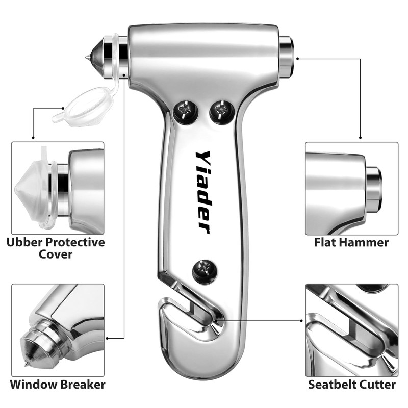 Yiader Car Window Breaker Tool, 3-in-1 Emergency Escape Tool with