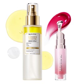 SKINTIFIC Kit de Hidratación Total Mist Facial Bifásico con Bífida y Escualano (100ml)  Serum Labial Hidratante 06 Rojo Cereza (6.5ml)  Set para...   