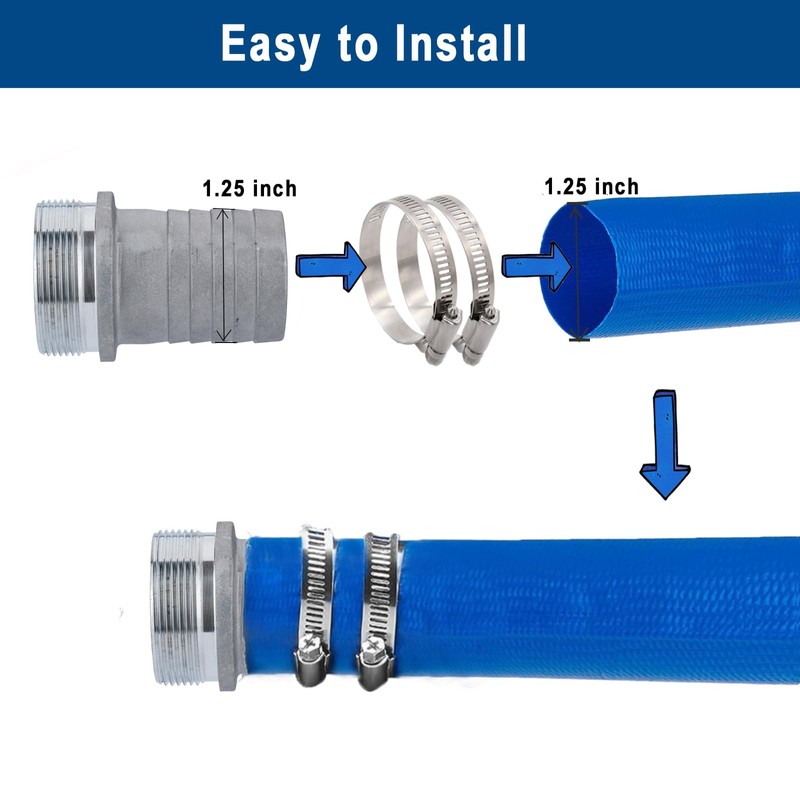 EASTRANS Aluminum Pin Lug Hose Fitting Set, 1-1/4" Hose Shank