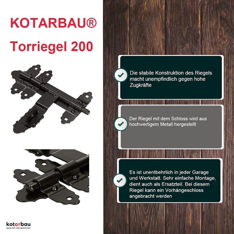 KOTARBAU® Gate Bolt 200 / 12 mm with Padlock Bolt