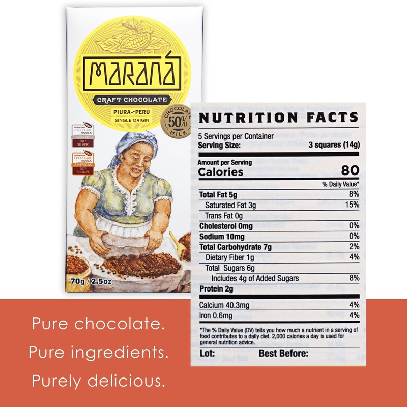 Maraná Chocolate Piura 50% Milk Chocolate 3 Pack - Organic