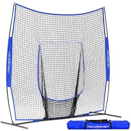 PowerNet 8x8 Practice Net | Huge Baseball Softball Hitting Pitching Net | Great for Teams | Hitting Pitching Batting Fielding Portable Backstop | Non-Tip Weighted Base (Royal Blue)