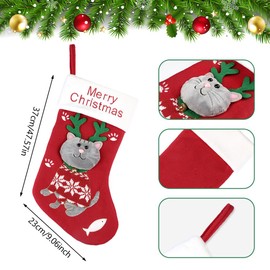 Bekecidi Large Christmas Stockings, Dog Cat Xmas Stockings Christmas Tree Hanging Decorations Fireplace Hanging Stockings for Family Holiday Christmas Party Decorations 37x23cm (Red)
