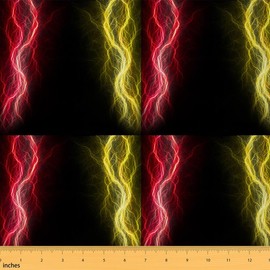 Feelyou Geometric Abstract Fabric by The Yard 1 Yard Kids Red Yellow and Black Ombre Striped Waterproof Outdoor Fabric Flash Lightnings Upholstery Fabric for Chairs DIY Reupholstery Fabric