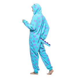 Sincere Party Adult Sulley Onesie Costume,Sulley Monster Onesie Pajamas Outfit for Men and Women Large