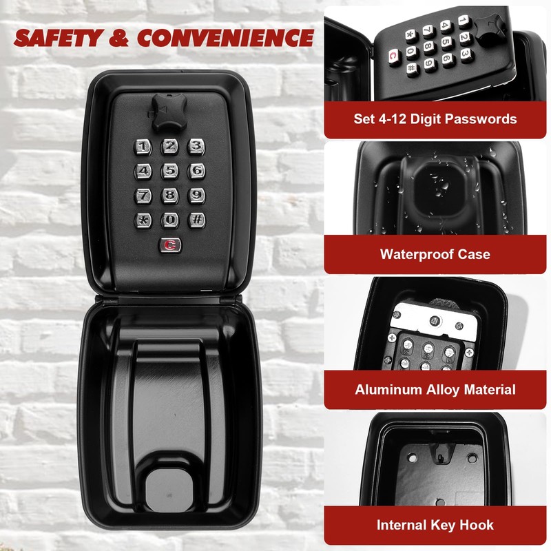 GIBOHOM Key Safe with Number Code, Key Safe Wall Mounted