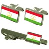Tajikistan Flag Cuff Links Ties Matching Same Fabric Box Set