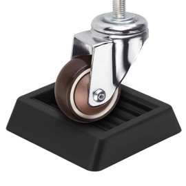 Caster Stopper, Rubber Fixed, Wheel Chair, Vibration Absorption, Furniture, Anti-Slip, Mounting Range (2.0 x 2.5 inches (50 x 64 mm), Pack of 4 (Black)