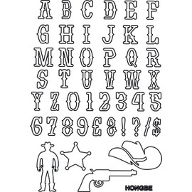 Alphabets Letters Cowboy Western Wall Stencil Silhouette Reusable no 37