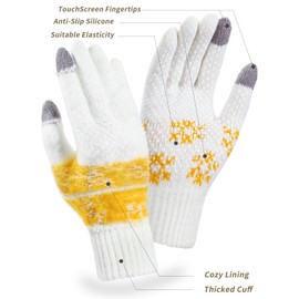 Donfri Winter Gloves Touchscreen Gloves Fleece Stretch Knitted Gloves Sport Warm Running Glove Indoor Outdoor Sports for Men and Women (White)