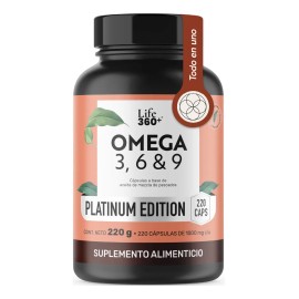 Omega 3 6 y 9 Life360 220 Cpsulas 1000 mg de Omega Por Porcin Aceite de Salmn Omega 369 220 Porciones Por Envase Omega Platinum                       