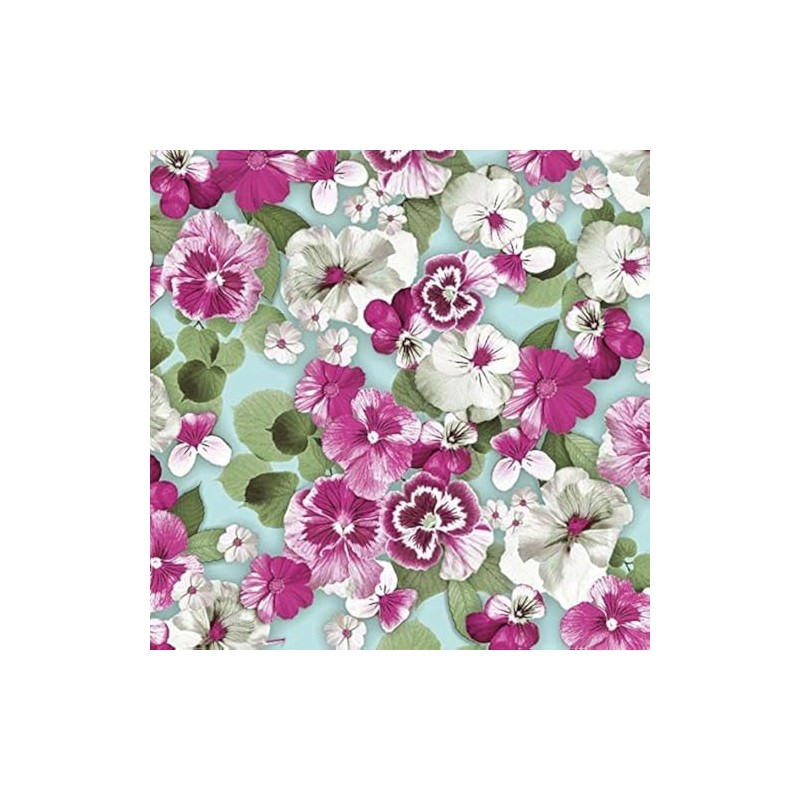 Ambiente Napkin 33cm Pansy All Over White Floral Mix Serviettes