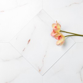 LaCheery 12"x12" White and Gold Marble Peel and Stick Floor Tile Waterproof Kitchen Bathroom Floor Tile Stickers Vinyl Flooring Tiles Peel and Stick White Marble Flooring Tiles Self Adhesive 4 Pack