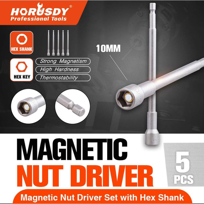 5x 8mm / 10mm Magnetic Power Nut Setter Driver Bit