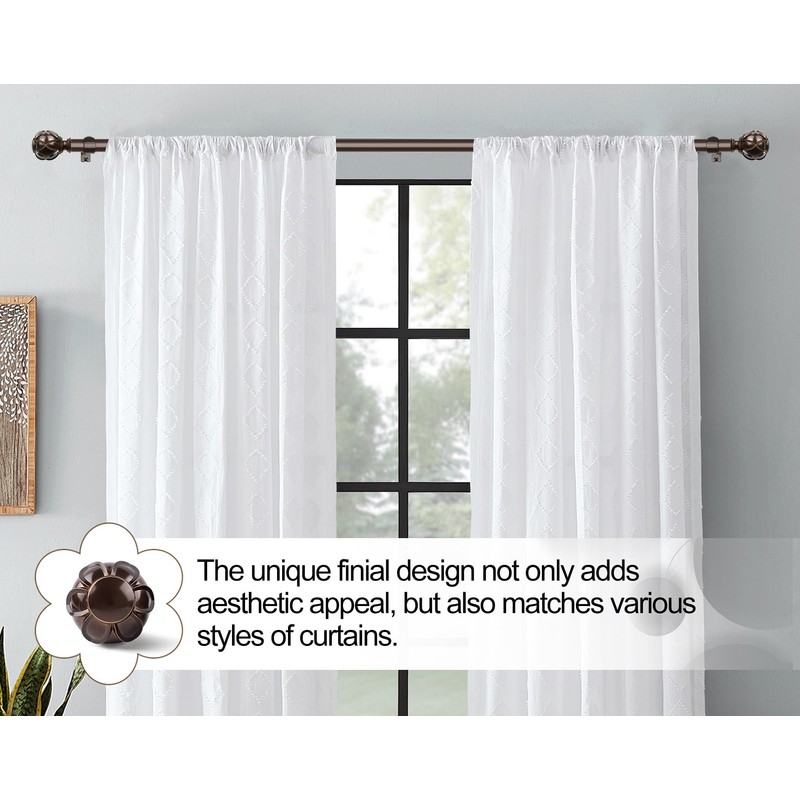 KAMANINA Curtain Rods for Windows 48 to 84 Inch, Antique