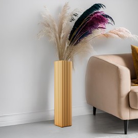 Tall Floor Vase 27.5 Inch Gold Resin Modern Elegant Vase for Entryway Fireplace Decor Lightweight Rectangle Skinny Narrow Centerpiece Sturdy