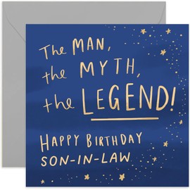 Old English Co. The Man Myth Legend Son-in-law Card - Fun Birthday Card for Men | Humorous Birthday Joke For Him | Special Birthday Card for Son-in-law | Blank Inside & Envelope Included