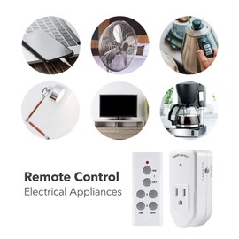 BN-LINK Wireless Remote Control Electrical Outlet Switch for Lights, Fans, Christmas Lights, Small Appliance, Long Range White (Learning Code, 3Rx-1Tx) 1200W/10A