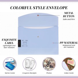 Auiremrti 6er-Pack Budgetumschläge für Bargeldsystem,Kleiner Quittungshalter-Organizer aus Kunststoff, Morandi-Farben,22.9 x 12.7 cm