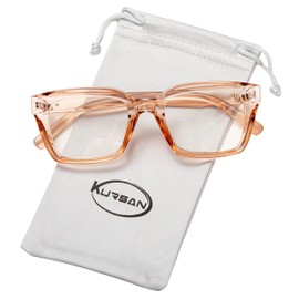 Kursan Classic Non Prescription Clear Lens Glasses for Women Men Thick Square Frame Eyeglasses (Transparent Brown)
