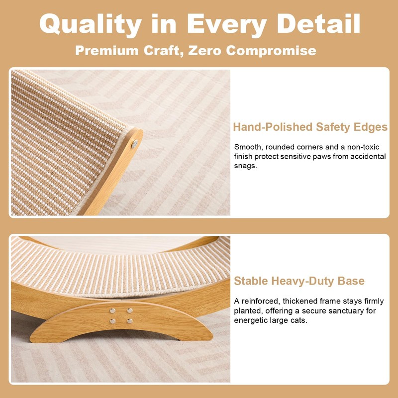 HORIBND Large Cat Scratcher Bed, Wood Cat Couch & Sisal