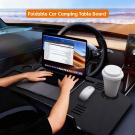 Foldable Car Table,Steering Wheel Desk for Laptop/Meal Tray Travel, 2-in-1