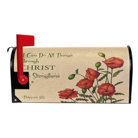 ZZKKO Mailbox Decor Retro Poppy Bible Verse Mailbox Covers Magnetic Seasonal Colorful Pattern Home Houses Letter Box Cover Decorations,25.5x20.8 Inch Large Size,Multicolor