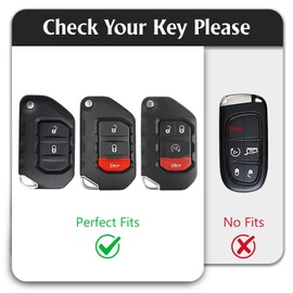 WORCAS TPU Smart Key Fob Case Protective Cover Compatible with Jeep Gladiator JT Sahara JLU Wrangler JL Rubicon,4 Button Keyless Entry Remote Accessories(Black)