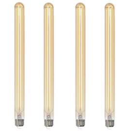 Diodesy- Vintage T9 LED Long Tube Light Bulb 15 Inch Pack of 4 5W (40W Equivalent) Dimmable 2100K Amber Light 400LM E26 Base Tubular Filament Nostalgic Antique Glass for Rustic Pendant Chandelier Wall