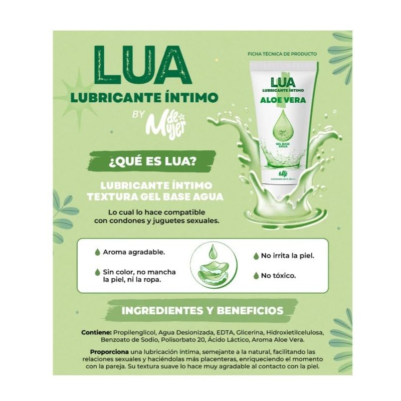 Gel Lubricante Intimo Lua By M De Mujer, Con Aloe