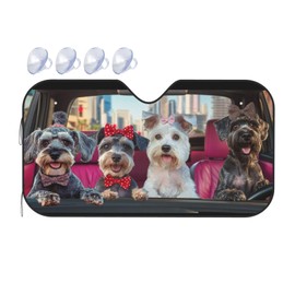 Cute Miniature Schnauzer Car Windshield Sun Shade Funny Dog Foldable Sunshades Front Sun Visor Window Shades Cover Automotive Interior Protector Blocks Uv Rays 55" L X 30" W