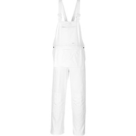 Portwest S810 Men's Painters Bib Overalls - Bib and Brace Cotton Workwear Overalls White, Small