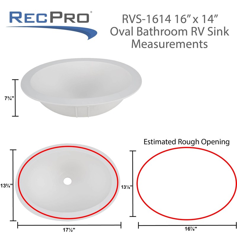 RV Sink | 16" x 14" Oval Bathroom Sink |